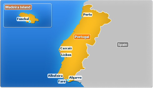 Map Of Portugal With Cities. Portugal map. Portugal Cities